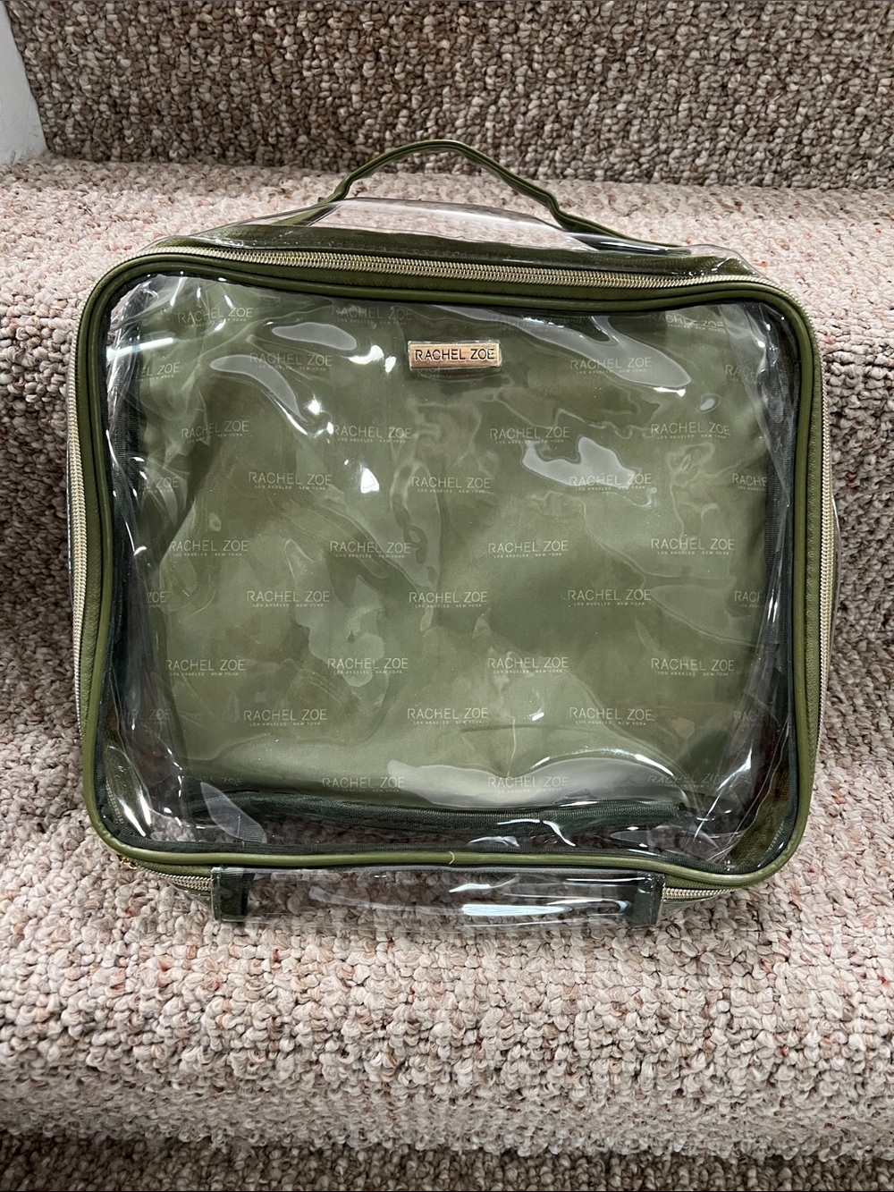 Rachel Zoe Olive Clear Travel Cosmetic Organizer Bag